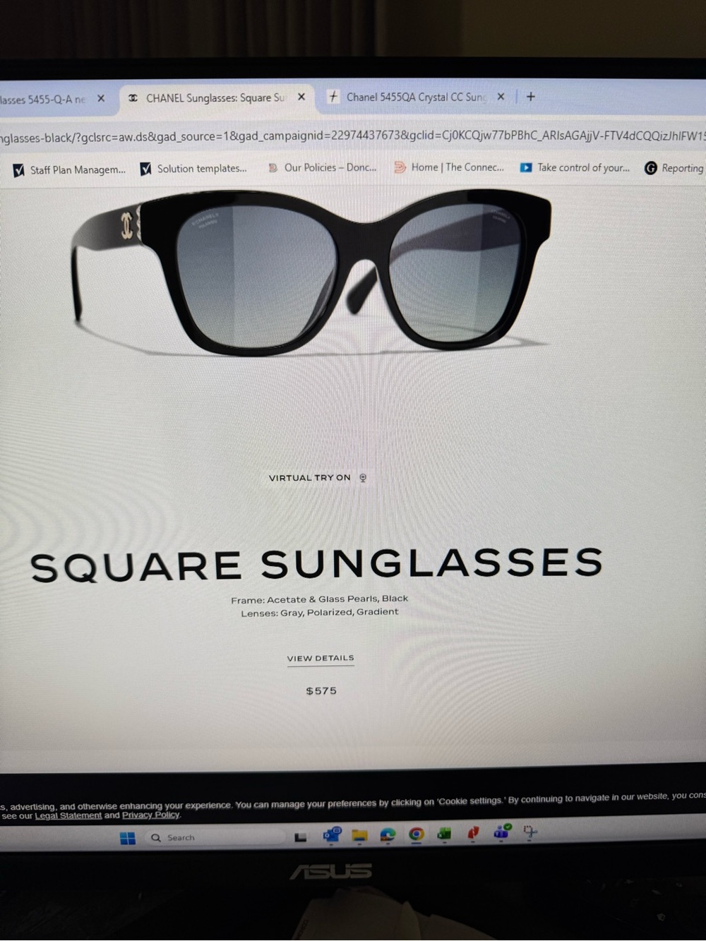 CHANEL 5455-Q-A Crystal CC Sunglasses w/case - Picture 3 of 9